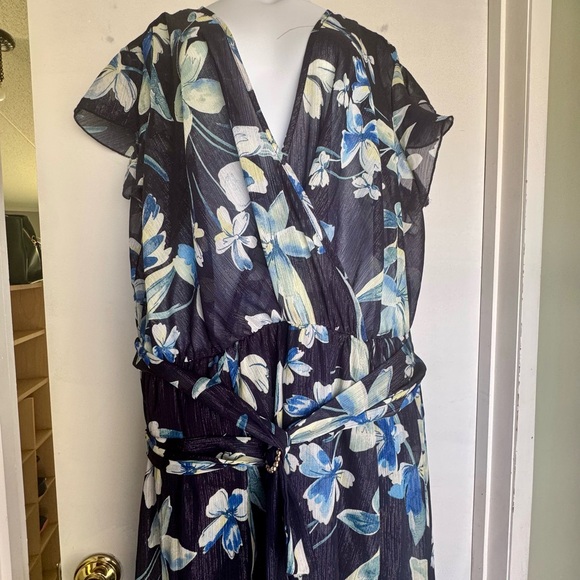 Floral Wrap Maxi Dress in Navy and Blue - Picture 3 of 3